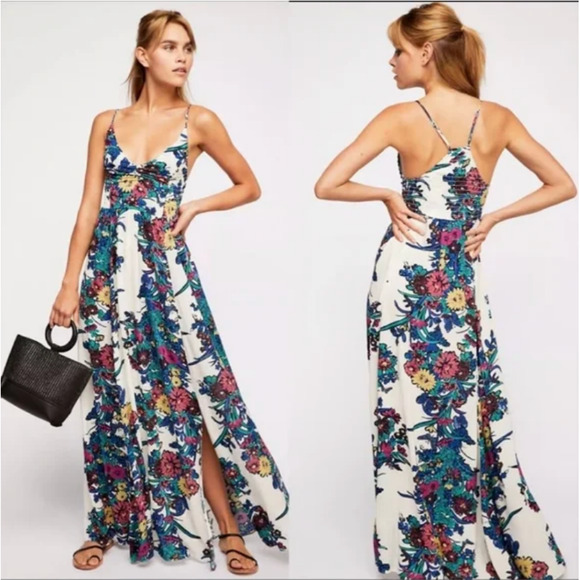 INTIMATELY FREE PEOPLE Through The Vine Maxi Dress Floral Smocked Boho - Picture 3 of 14